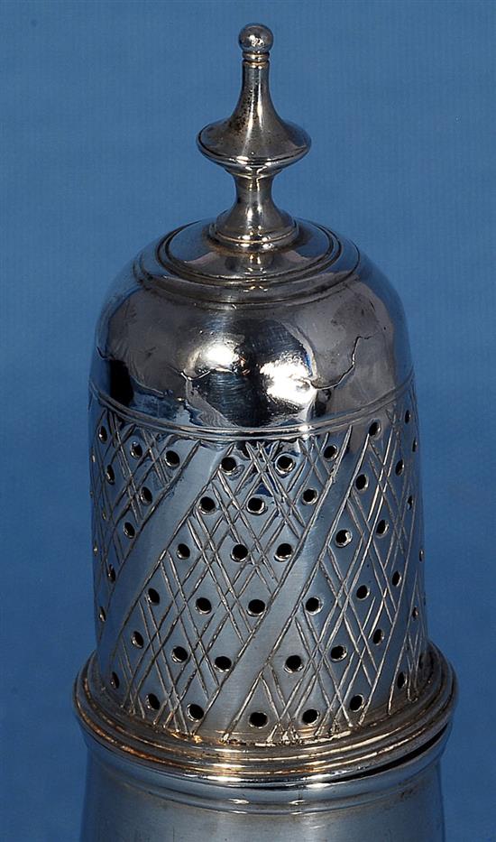 A George III sterling silver caster, Height 6 ½/164mm Weight: 3.3oz/93grms